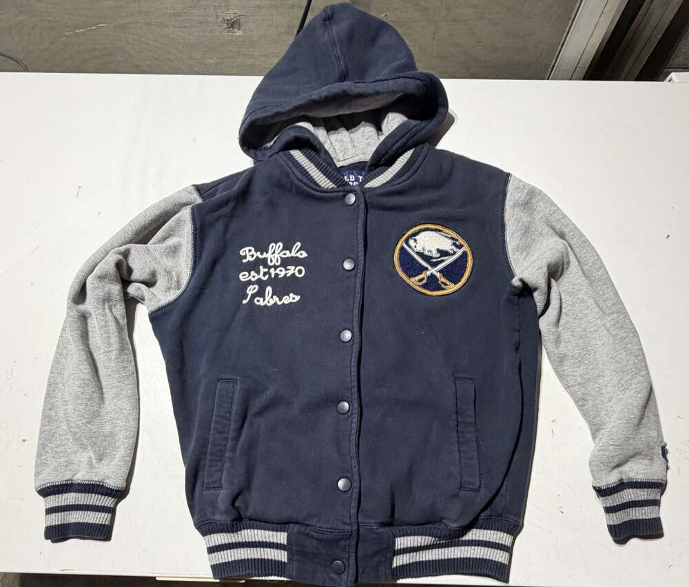 Old Time Hockey Buffalo Sabres Futures Collection Snap Hooded Varsity Jacket